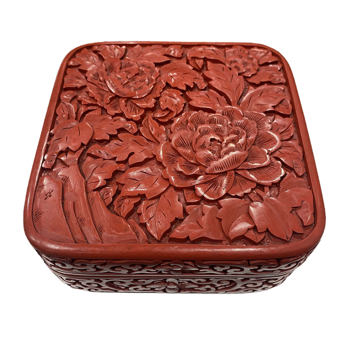 剔红雕漆漆器纯手工天然大漆雕刻方盒花开富贵商务系列礼品