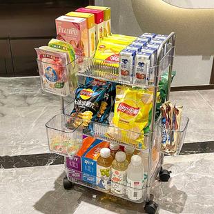 宿舍置物架小推车可移动零食化妆品收纳柜书包落地滑轮亚克力架子