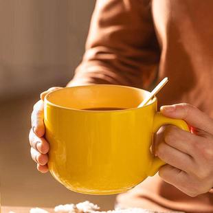 北欧纯色马克杯创意家用早餐杯燕麦杯高颜值咖啡杯陶瓷大容赵之孙