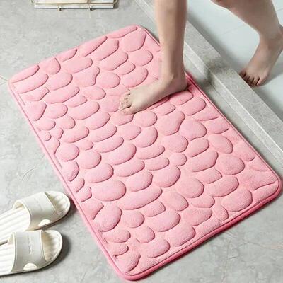 1pc Memory Foam Embossed Velvet Carpet Bathroom Living Room