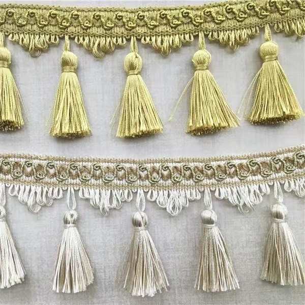 欧式厂家直销窗帘花边配件吊球织带纺织辅料 新款流苏花边吊穗