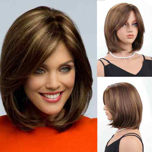 Wig, female, short wave, brown, dyed, slightly split
