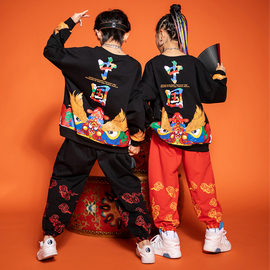 中国风儿童演出服男童街舞套装表演服中小学生运动会服装国潮女童
