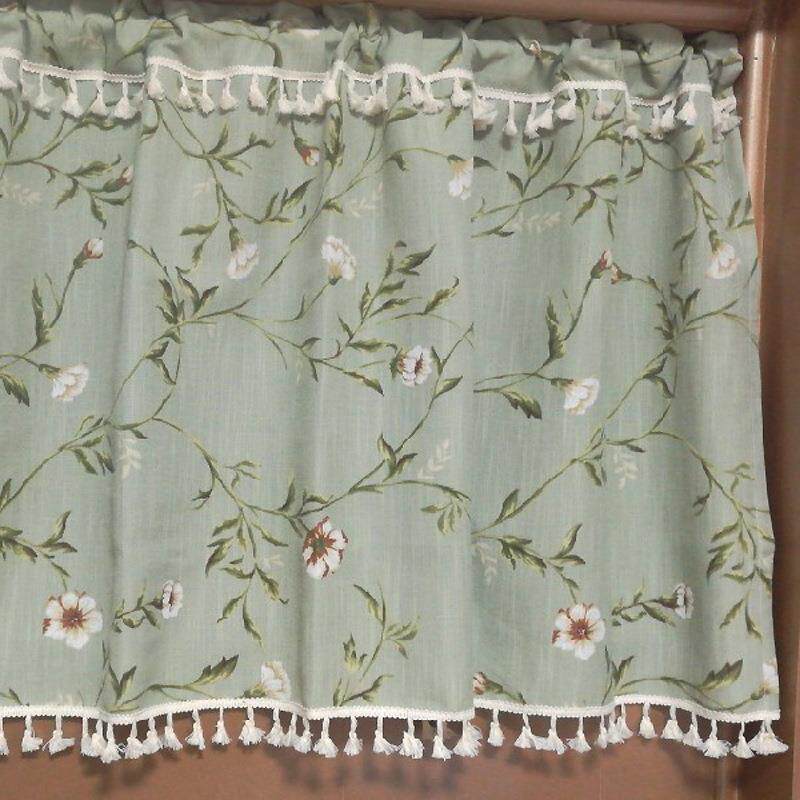 美式北欧地中海棉麻半帘门帘小窗帘厨房短帘国外乡村窗帘