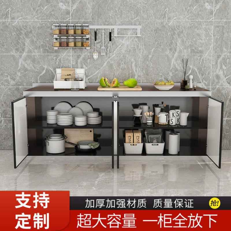 不锈钢厨房橱柜台简见详情易灶柜橱柜厨一体租家用组房装经济型整