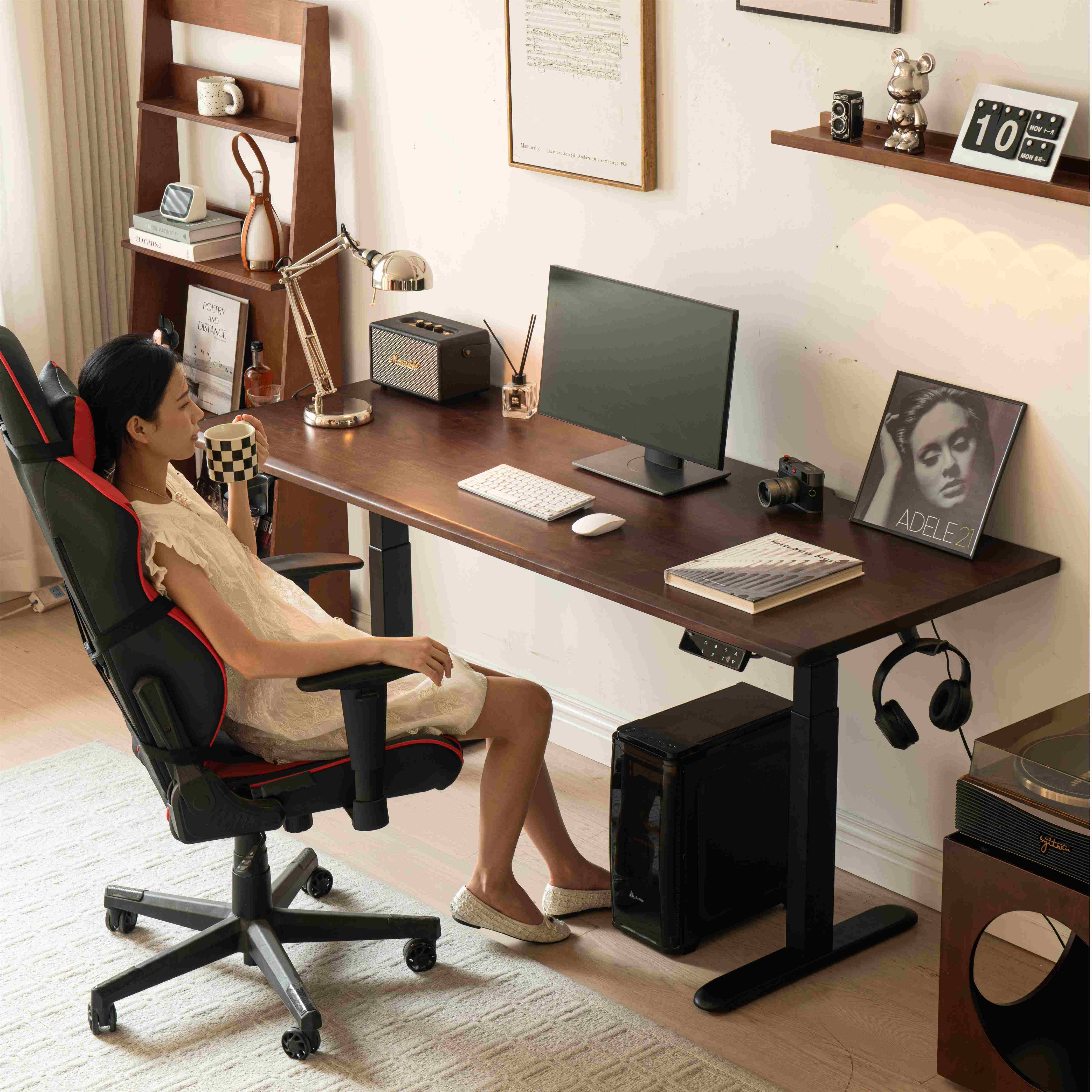 北美黑胡桃木电动升降桌 双人电脑桌|可定制樱桃木白蜡木工作站台,住宅家具,电动升降桌,淘宝优惠券,粉丝福利购,淘宝优惠卷