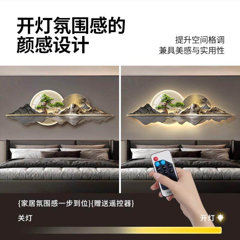 室装卧饰画轻奢气水画新款led灯画发WK-WDCDB光床大头床尾墙山壁