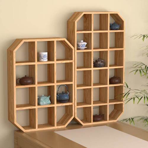 新中式实木博古架收纳茶壶茶柜展示柜茶具摆放架壁挂式多宝阁挂墙