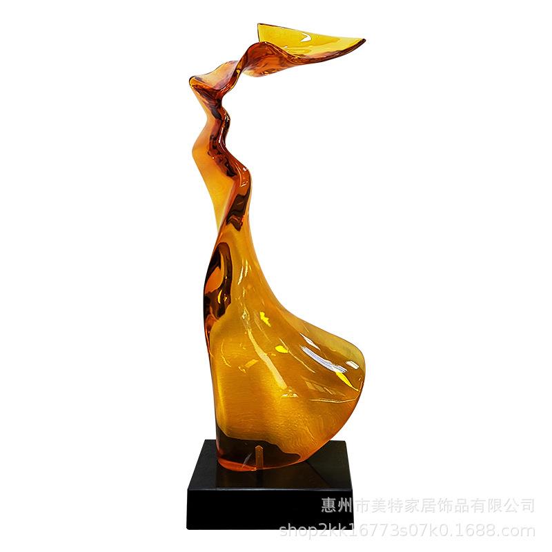 现代酒店抽象雕塑透明树脂摆件别墅客厅玄关酒柜电视柜旁装饰艺术