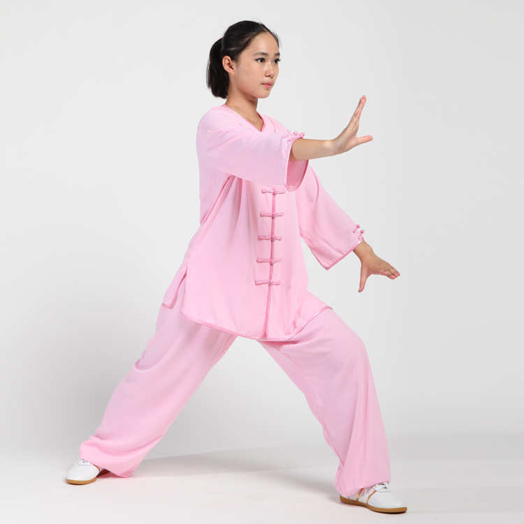 功服服表演袖木兰丝太极批发棉服扣服装极春夏练花加晨练女中劲服