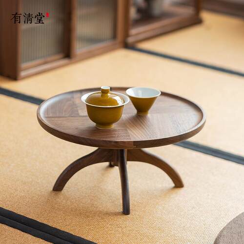 有清堂边几黑胡桃实木沙发卧室阳台小茶几可移动中式小茶桌小圆桌