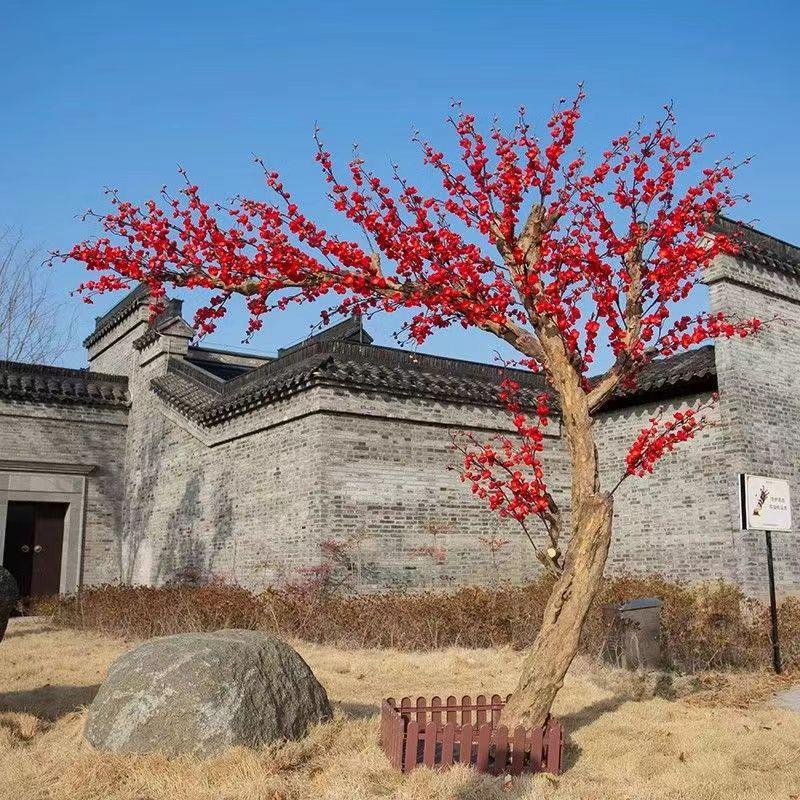 仿真梅010花树梨花树道具树场酒店大厅景景装饰树景布挂壁仿背真