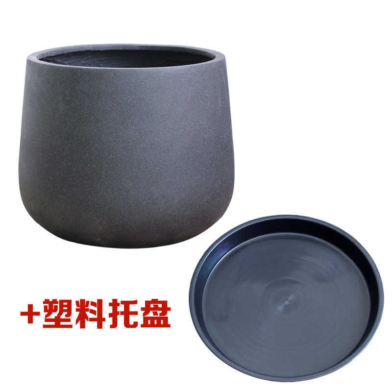 植物种花盆庭院落地特大号水泥花园黑色花盆小树圆形北欧酒店大型