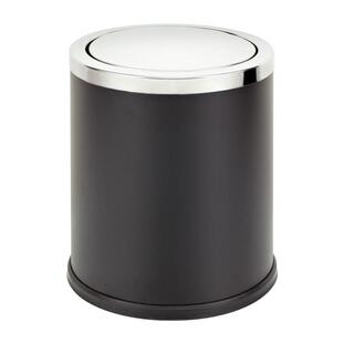 酒店客M03房圆大号垃圾桶卫生钢间盖桶办形摇公室15L不锈翻盖垃圾