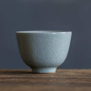 复古黑陶主人杯开片汝窑茶杯功夫茶具家用陶瓷单杯手工品茗杯茶碗