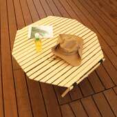 户外露营折叠桌八角桌便携式 实木蛋卷桌原木自驾游休闲木制野餐桌