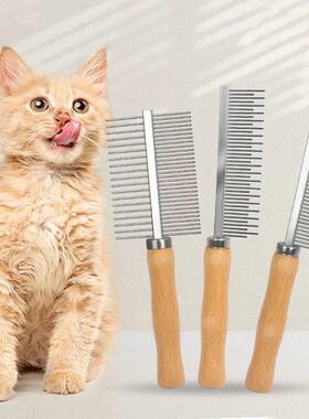 Cat Comb Stainless Steel Cat Brush Dog Hair Brush Wood Handl