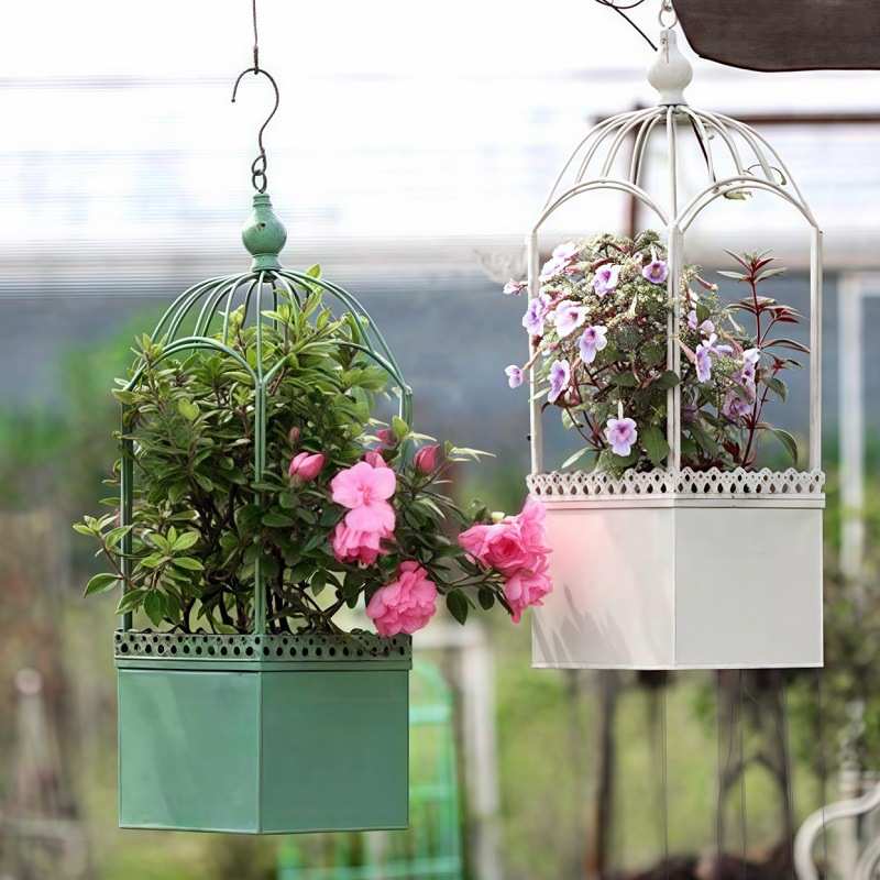 temu铁艺垂吊花架铁链吊篮花园庭院阳台悬挂花架花园杂货挂件