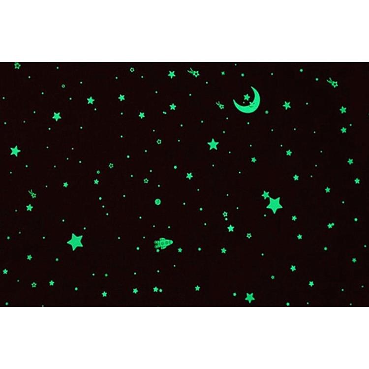 夜光贴纸儿童房天花板装饰荧光星空贴画宇宙太空月亮星星荧光墙贴