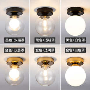 北欧简约现代创意个性 入户玄关过道走廊阳台楼梯间全铜水晶吸顶灯