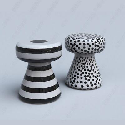 玻璃钢花园小凳子GERVASONI户外圆凳INOUT44条纹斑点创意欧美茶几