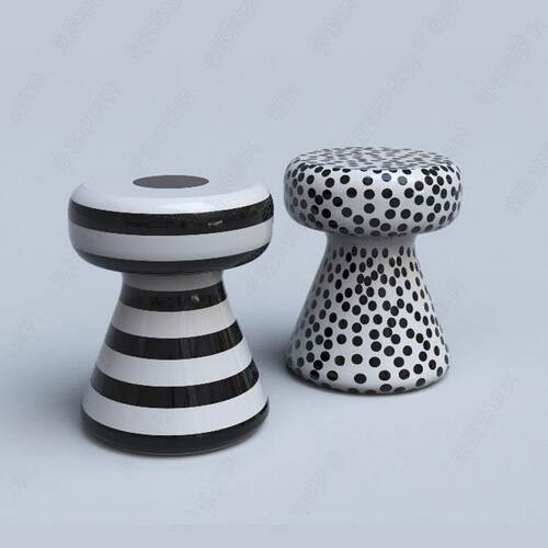 玻璃钢花园小凳子GERVASONI户外圆凳INOUT44条纹斑点创意欧美茶几