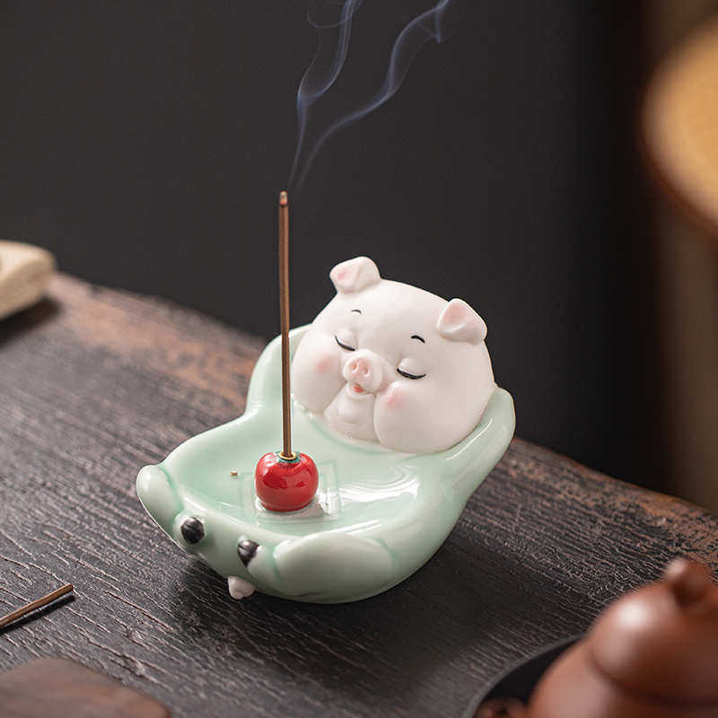 可爱小猪柿子线香插香座插香器创意陶瓷家用茶室檀香沉香香薰炉,餐饮具,茶道/香炉,淘宝优惠券,粉丝福利购,淘宝优惠卷
