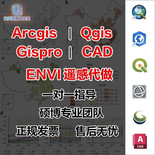 arcgis代画qgis制图envi指导gis代做遥感影像处理解译GIS制图空间