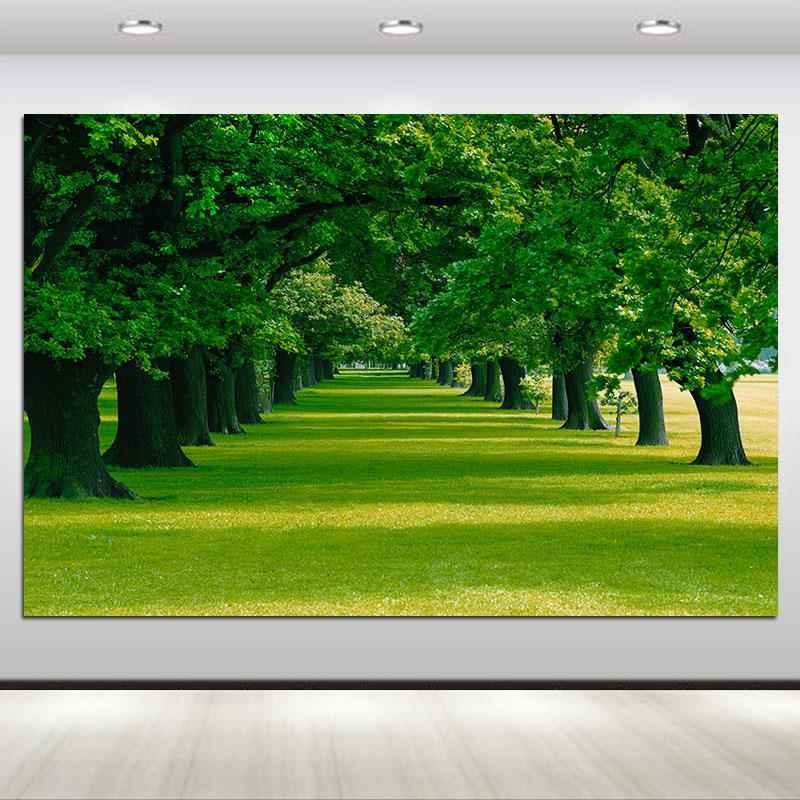 树林风景画绿树大树客厅卧室书房墙贴画绿色护眼植物装饰壁画自粘图片