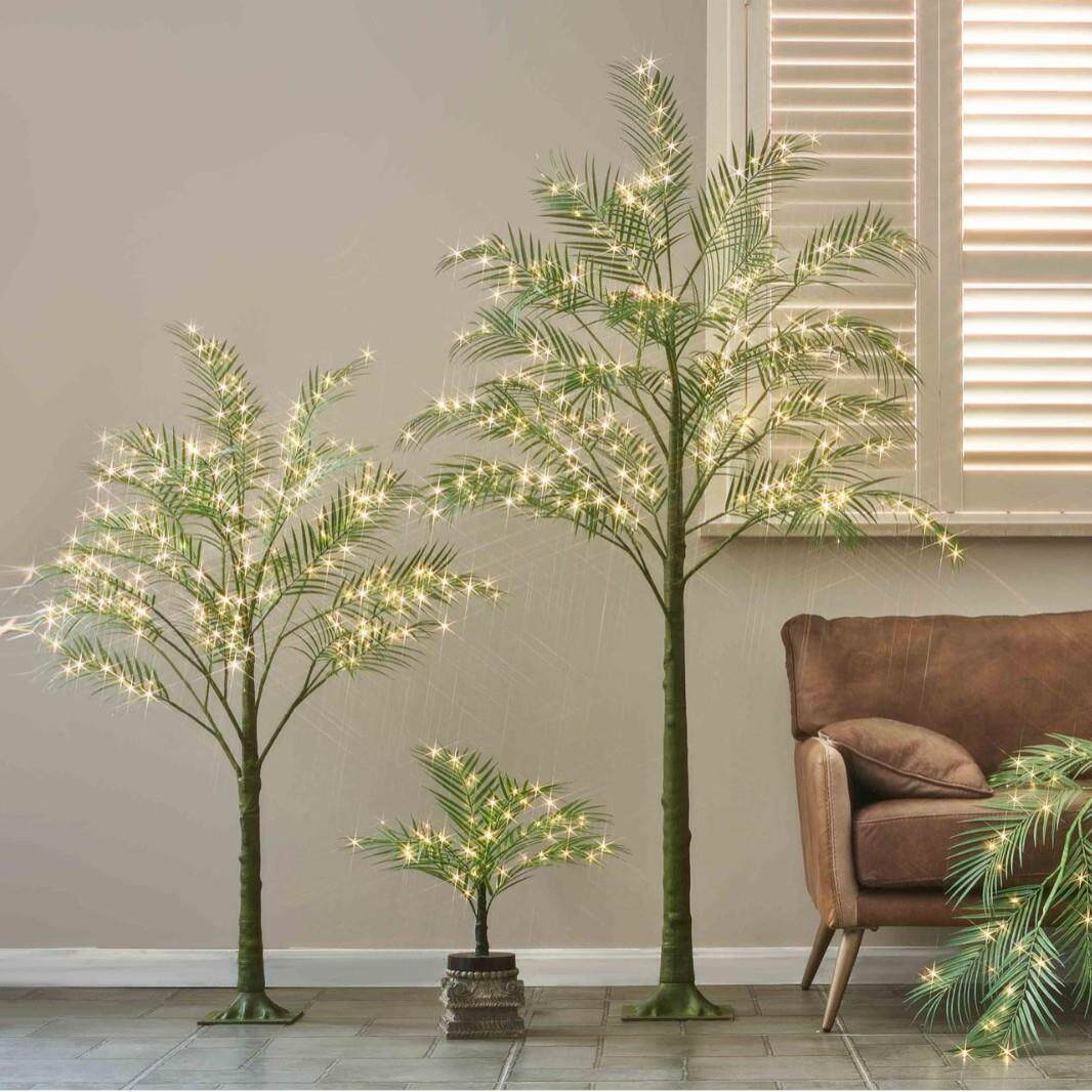 暖光棕榈树仿真植物树带灯童话仙女灯适合室外家庭假日夏季装饰