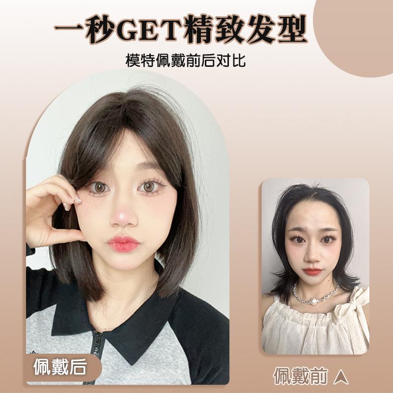新款直销跨境假发女短发气质中分八字刘海一刀切bobo头自然仿真发