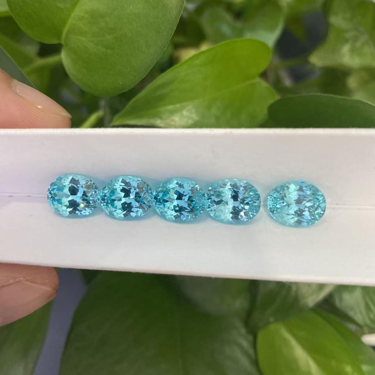 源头厂家霓虹蓝帕拉伊巴碧玺实验室培育蓝宝石湖水蓝椭圆形裸石