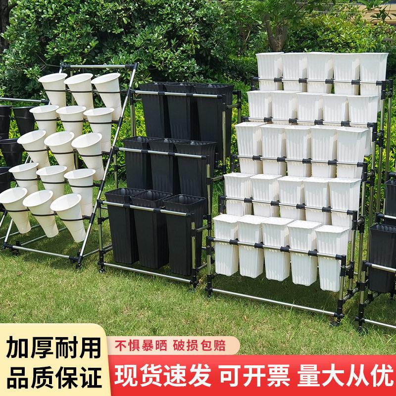 可移动花架花店铁艺多层带万向轮大小号鲜花展示架塑料假花桶