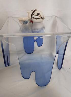 设计创意亚克力轻奢小茶几渐变蓝色流体透明边几桌子客厅沙发角几