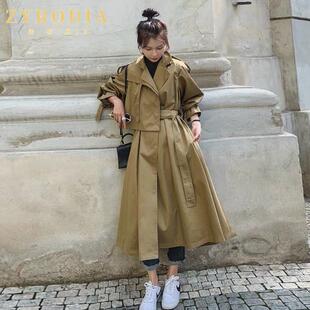 ZYRODIA 卡其色中长款风衣女2024新款流行韩版覆古港味薄款外套