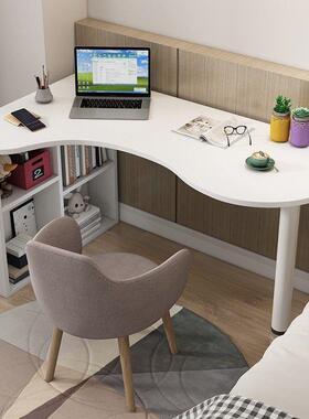 学生拐角写字桌习子转角体电脑台桌式桌家用卧OEZ室书桌学书架一