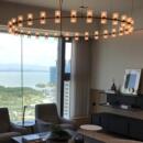 现代创意圆形餐饮包间餐厅吊灯工程款 金属玻璃酒店宴会客厅吊灯