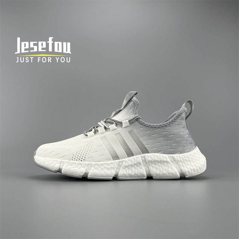 Jesefou高端休闲透气超轻运动鞋高弹减震爆米花踩屎感薄款慢跑鞋