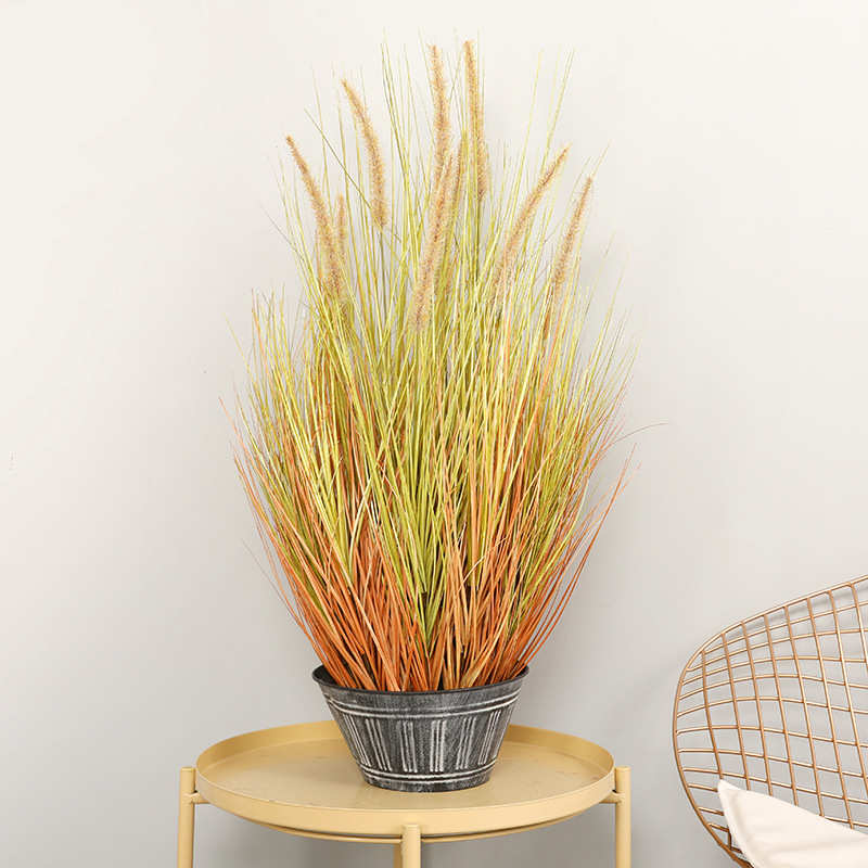 商场橱窗布置塑料洋葱草芦苇盆栽假花家居装饰狗尾草盆景