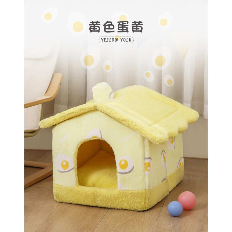 宠尔呢封闭保暖舒适窝毛绒印花宠物窝多规格可拆洗宠物屋厂家直供