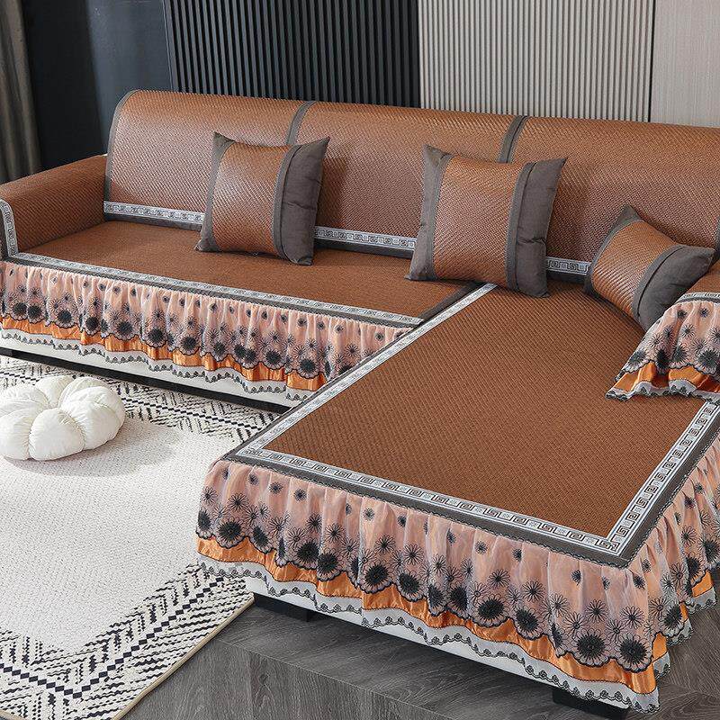 沙发垫夏季凉席冰丝藤竹席防滑夏天凉垫贵妃定制皮沙发套罩盖布巾