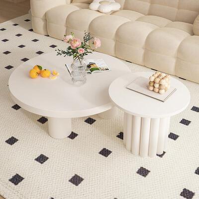 法式奶油风圆形茶简约民小户型客厅个家用轻ltao7336奢现代性创几