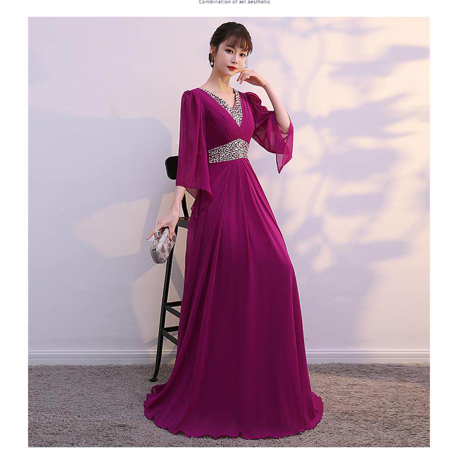 高档大团唱合演出服女长版裙合唱服装长主持人大尺码舞台宴会指挥