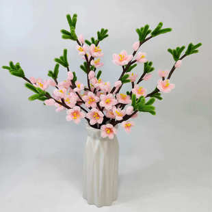 桃花手工花束diy材料包自制毛根扭扭棒毛条加密仿绒花编织礼物