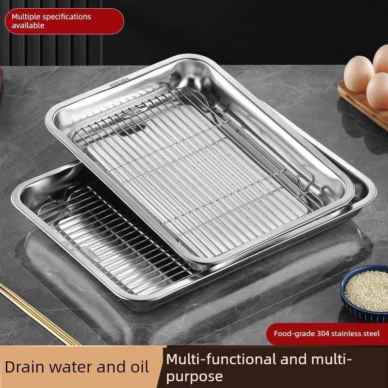 不锈钢方板带网控油架商业托盘泄油板滤油板煎串烧烤专用板,餐饮具,盘,淘宝优惠券,粉丝福利购,淘宝优惠卷