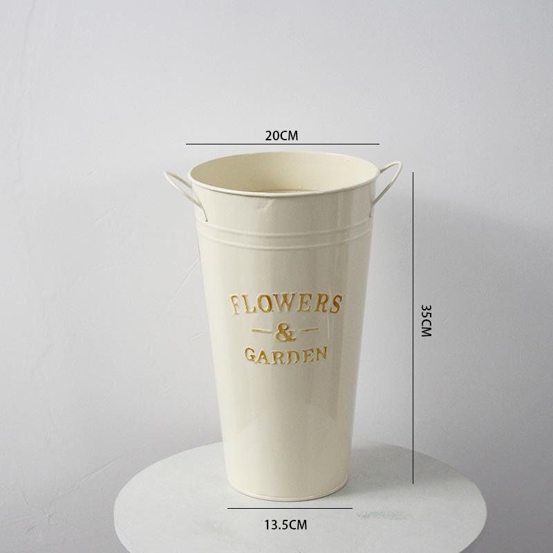 奶呼呼醒花桶铁艺法式田园风插花瓶客厅鲜花店落地轻奢高档鲜花桶