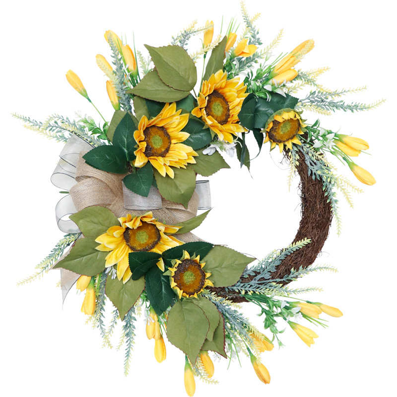 美式向日葵花环仿真花绢花门饰壁饰挂饰花圈货源工厂店批发