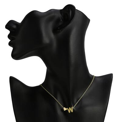 Gold Color Letter Heart Initial Choker Necklace For Women 26