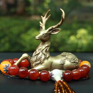 档男士 饰2024新款 高女车 纯铜一路平安鹿汽摆件中品控台车载装 正品