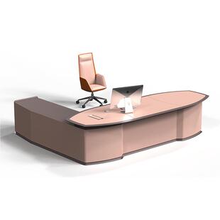 现FL轻代奢老桌小尺大班台女总裁办公桌寸现代简约办公板家具皮班